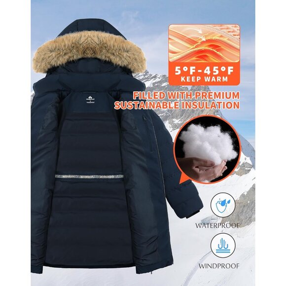 Women's Winter Coats Warm Thicken Long Puffer Jacket Waterproof Quilted Parka wi - Picture 4 of 6